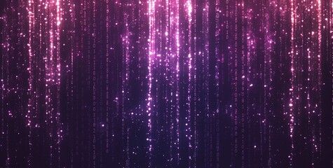 Wall Mural - abstract digital background with pink and purple glowing lines of data.