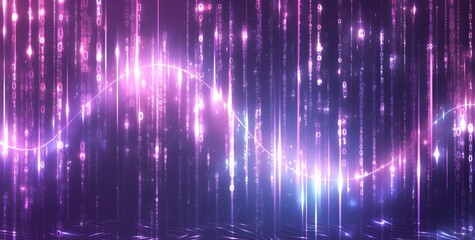 Wall Mural - a glowing digital background with purple and pink lights.