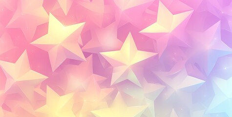 Wall Mural - Pastel pink, blue, and yellow 3D stars create a dreamy, whimsical background.