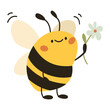 © Alena - Cute vector illustration in children's style. Cute bee holding a daisy in its paws. Illustration on white background. Vector illustration