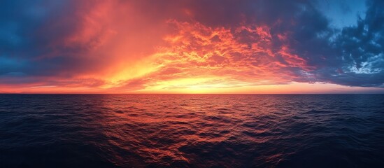 Wall Mural - Fiery Sunset Over the Ocean