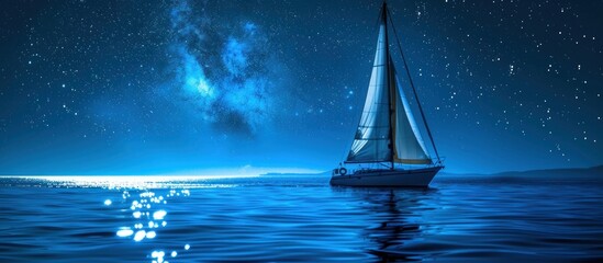 Sticker - Sailboat Under a Starry Sky