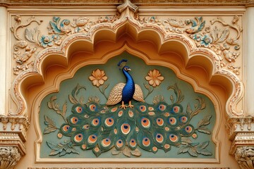 Wall Mural - The blue and gold design on the archway is very intricate and detailed