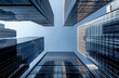 © 3M - skyscrapers looking up, modern Business skyscrapers in the Financial District, skyscrapers street,  Reflective skyscrapers, business office buildings exterior
