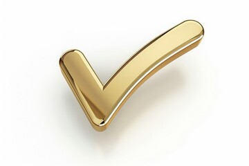 A shiny gold tick mark, often symbolizing confirmation or correct choice