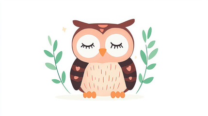 Poster - Discover a whimsical watercolor clipart of an enchanting owl perched on a tree, perfect for your creative projects.