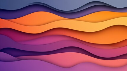 Wall Mural - Explore a vibrant 3D world with vivid violet to orange paper layers, perfect for modern origamiinspired art.