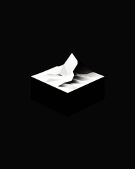 Wall Mural - abstract 3d rendering of a mountain peak in a black and white color scheme.