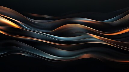 Abstract Dark Background with Golden Waves