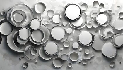 Wall Mural - Abstract silver circle design on white paper, showcasing a textured pattern ideal for banners and artistic backgrounds