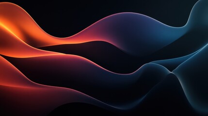 Abstract 3d waves pattern with gradient colors in dark, modern digital design concept