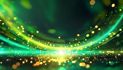 Abstract Green Light Burst with Shiny Blur Effect for Modern Design