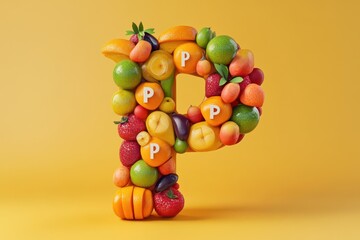 Wall Mural - The image is a creative and colorful representation of the letter P