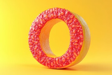 Wall Mural - A wreath of raspberries and oranges with the letter O in the center