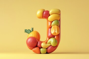 Wall Mural - The letter J is made out of fruit