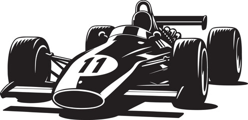 Wall Mural - Vintage Racing Car silhouette vector illustration isolated on a white background