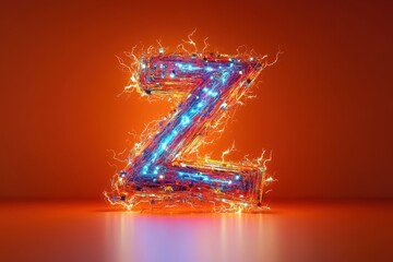 Wall Mural - The letter Z is made up of many small pieces of light