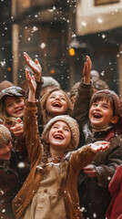 Poster - A group of children standing in the snow