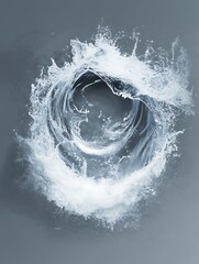 Canvas Print - Abstract water splash forming a circle shape on a grey background.