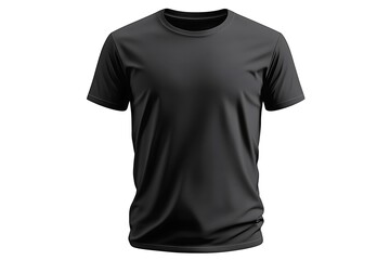 Plain black t shirt mockup, Blank male t shirt front view, isolated on white background. Generative Ai