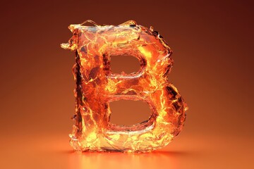 Wall Mural - The letter B is made of fire and is floating in the air