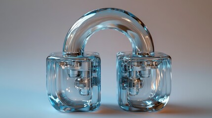 A transparent padlock with a sleek design and modern aesthetic.