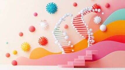 Wall Mural - A stylized illustration showcasing the different types of protein structures, including primary, secondary, tertiary, and quaternary levels.