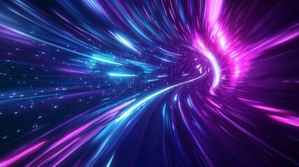 Abstract blurred speed of light in a space tunnel background