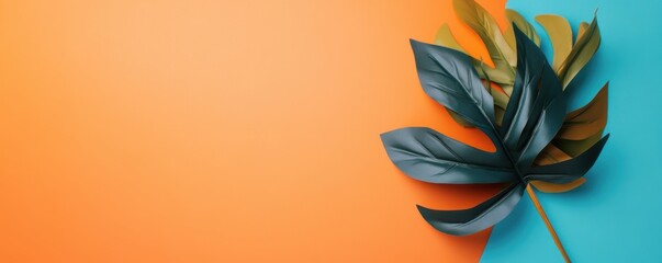 Vibrant leaf captured against a colorful backdrop, perfect for nature themes, decor, and creative projects.