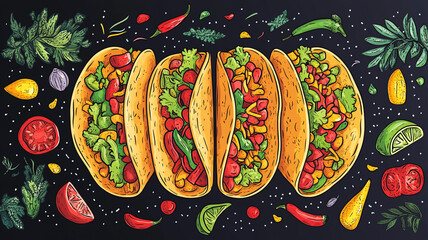 Celebrate National Taco Day with a colorful array of delicious tacos filled with fresh ingredients