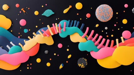 Poster - A colorful illustration of a human genome, showcasing the complete set of genes in a human.