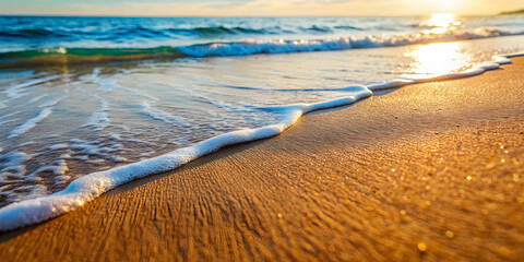 Close-up view of gentle waves lapping onto a sandy beach , soft, wave, sea, water, ocean, beach, sand, close-up, peaceful, tranquil