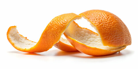 A single orange peel on a white background, orange, peel, fruit, citrus, zest, food, fresh, natural, vibrant, healthy