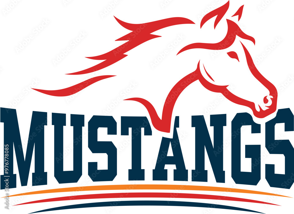 Vector de Stock Mustangs team logo, sport logo, school logo, game logo ...