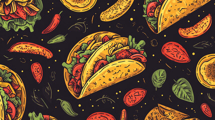 Celebrate National Taco Day with a colorful collection of tacos, peppers, and ingredients