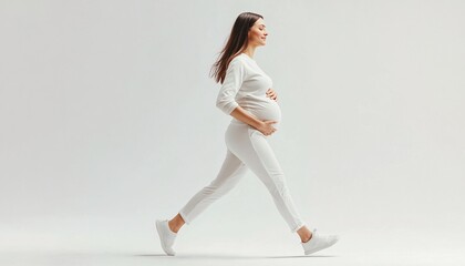 Minimalist depiction of a pregnant woman engaging in gentle exercises for well-being. Emphasizing the importance of fitness during pregnancy.