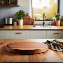 Una mesa de madera en cocina 