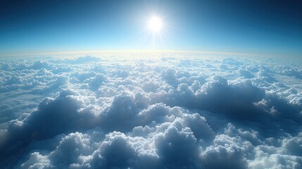 A serene view of clouds illuminated by sunlight from above.