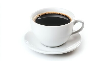 A white coffee cup with a black liquid in it