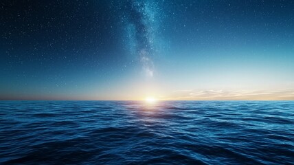 Wall Mural - a beautiful blue ocean with a large white star in the sky