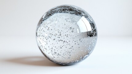 Poster - A transparent sphere with bubbles, showcasing light reflections.