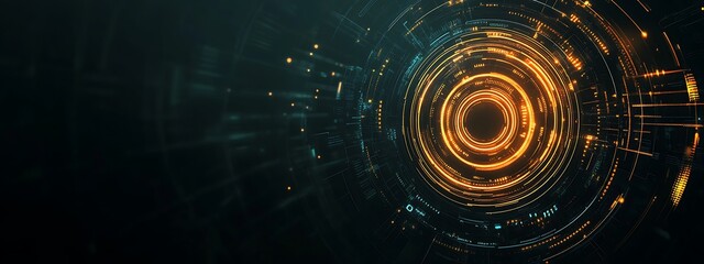 Abstract Digital Interface with Glowing Orange Circles