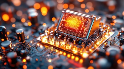 Fototapete - CPU Circuit Board Glow.