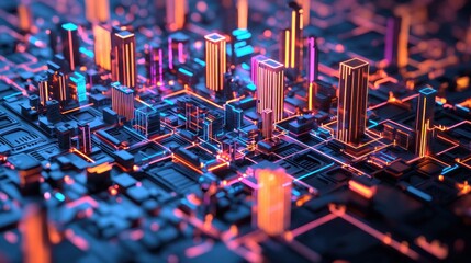 Leinwandbilder - Neon Cityscape.