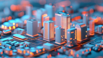 Fototapete - Cityscape Circuitry.