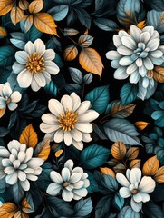 Canvas Print - Close-up of flowers on black