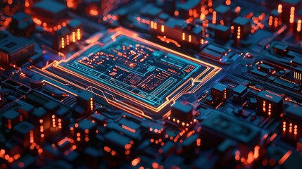 Poster - Circuit Board Glowing.