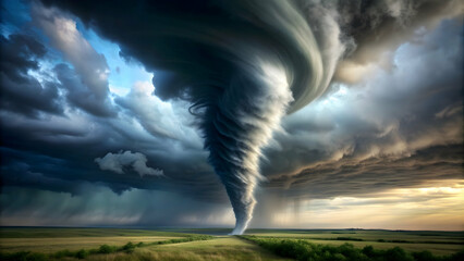 Wall Mural - of a swirling tornado, storm, disaster, weather, cyclone, destruction, power, nature, vortex, whirlwind, funnel, catastrophe