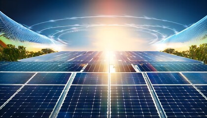 Futuristic solar energy technology background featuring an array of sleek.