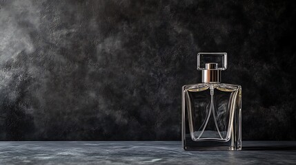 Poster - Glass Perfume Bottle on a Dark Concrete Background